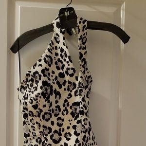 Nicholas black & white leopard wrap neck dress